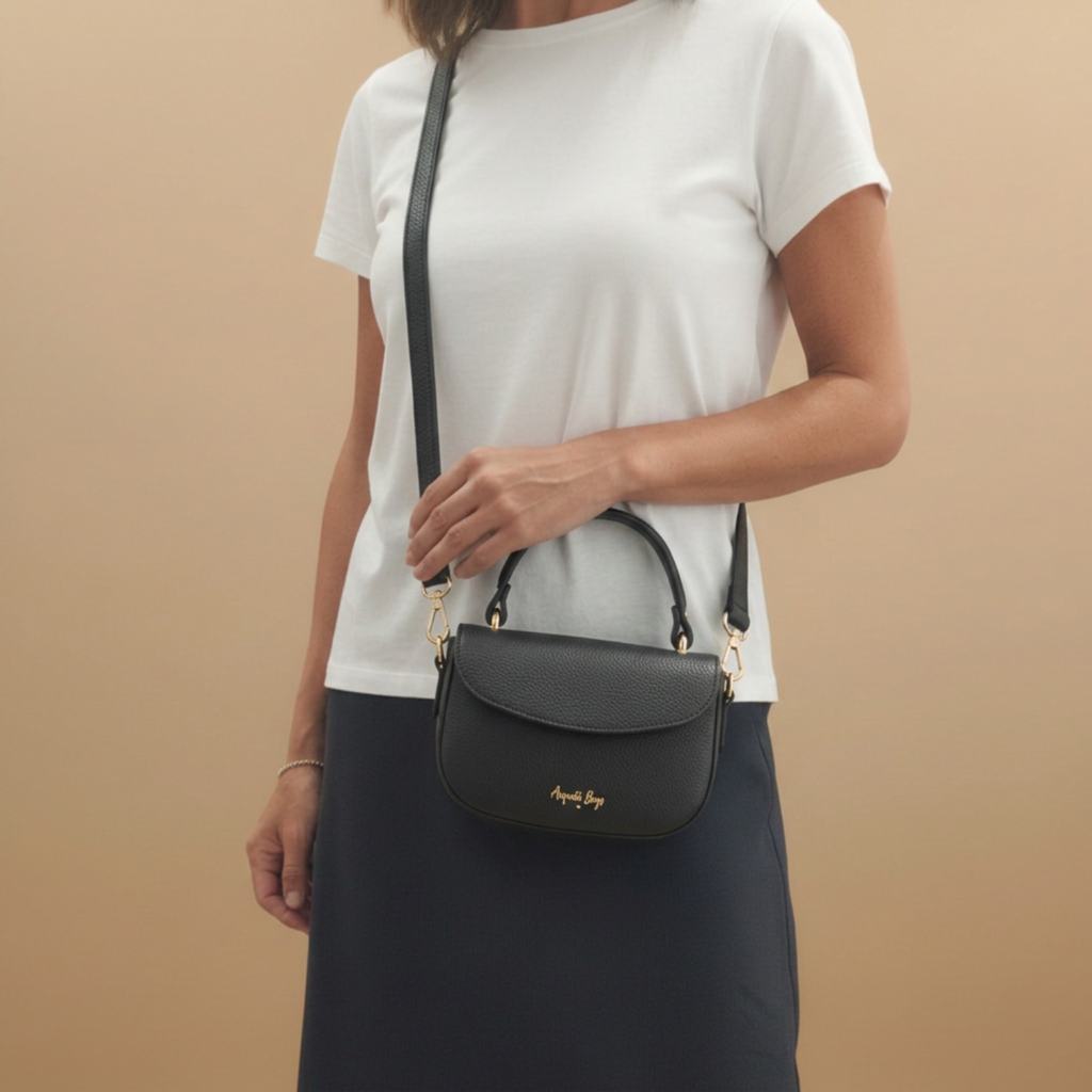Borsa Gemma nera in vera pelle martellata – Arquati Bags