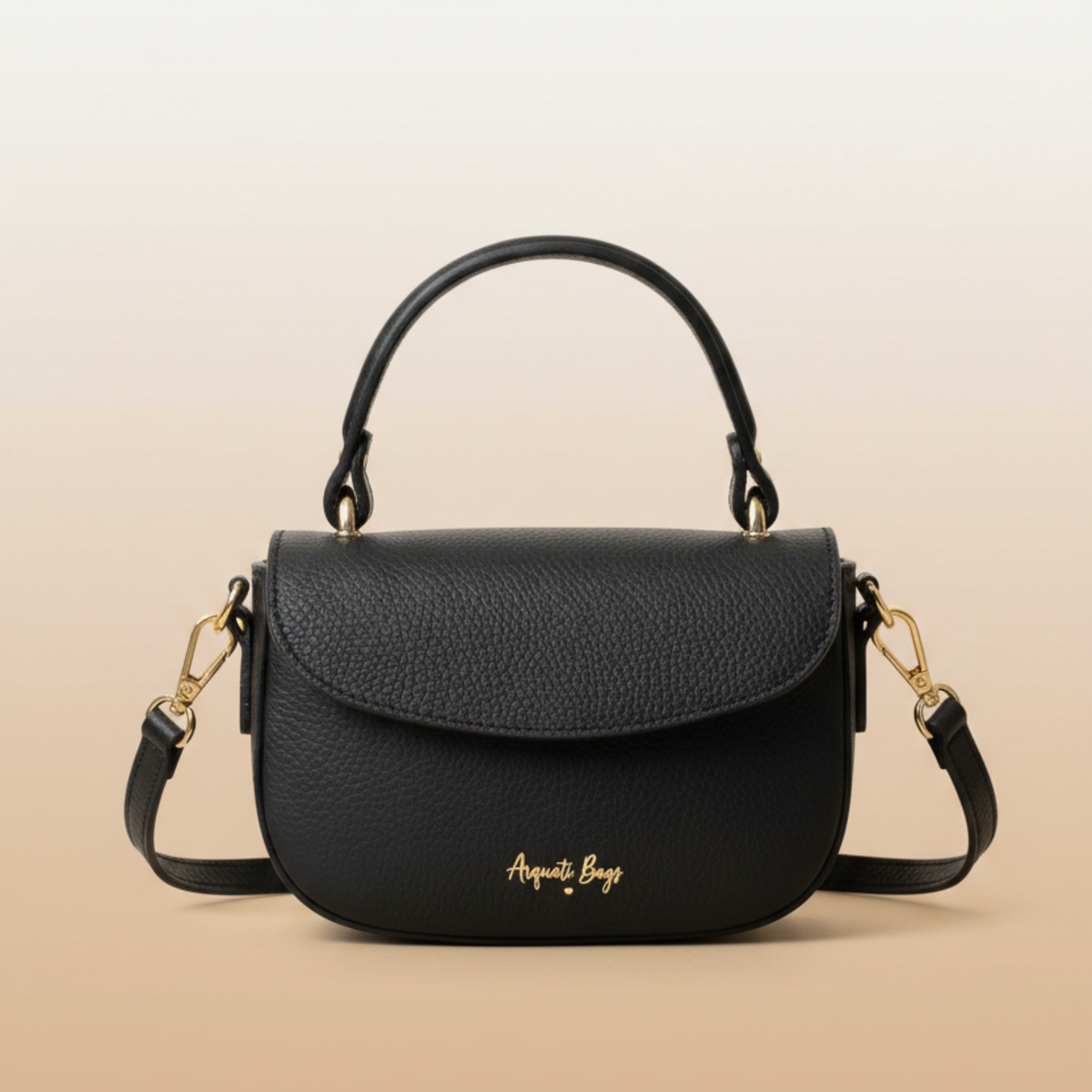 Borsa Gemma nera in vera pelle martellata – Arquati Bags