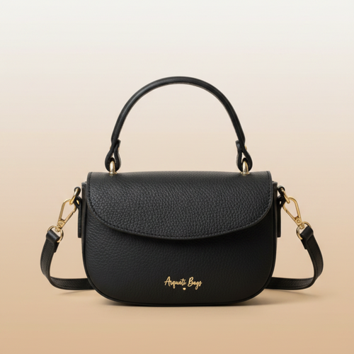 Borsa Gemma nera in vera pelle martellata – Arquati Bags