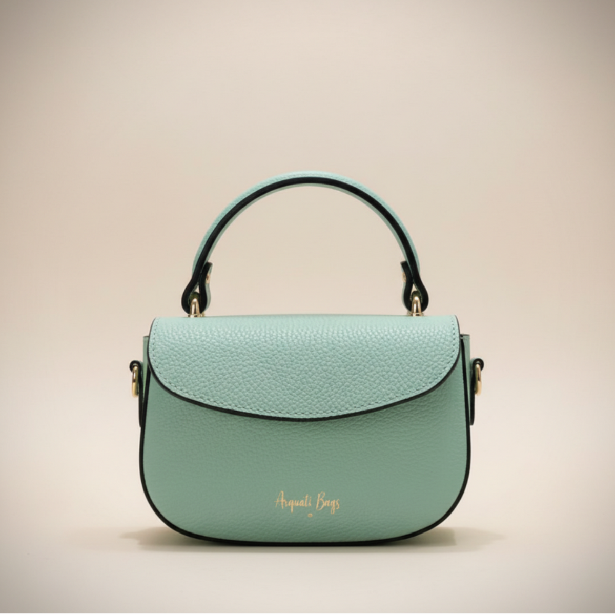 Borsa Gemma verde Tiffany in vera pelle martellata – Arquati Bags