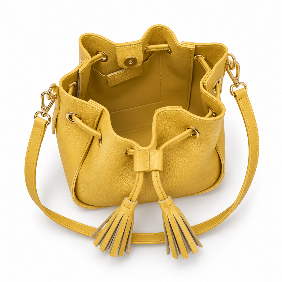 Cleo vista interno  Arquati Bags Bauletto vera pelle Senape