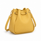 Cleo vista posteriore  Arquati Bags Bauletto vera pelle Senap
