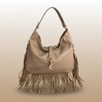 Borsa Francy in vera pelle martellata con frange – Arquati Bags