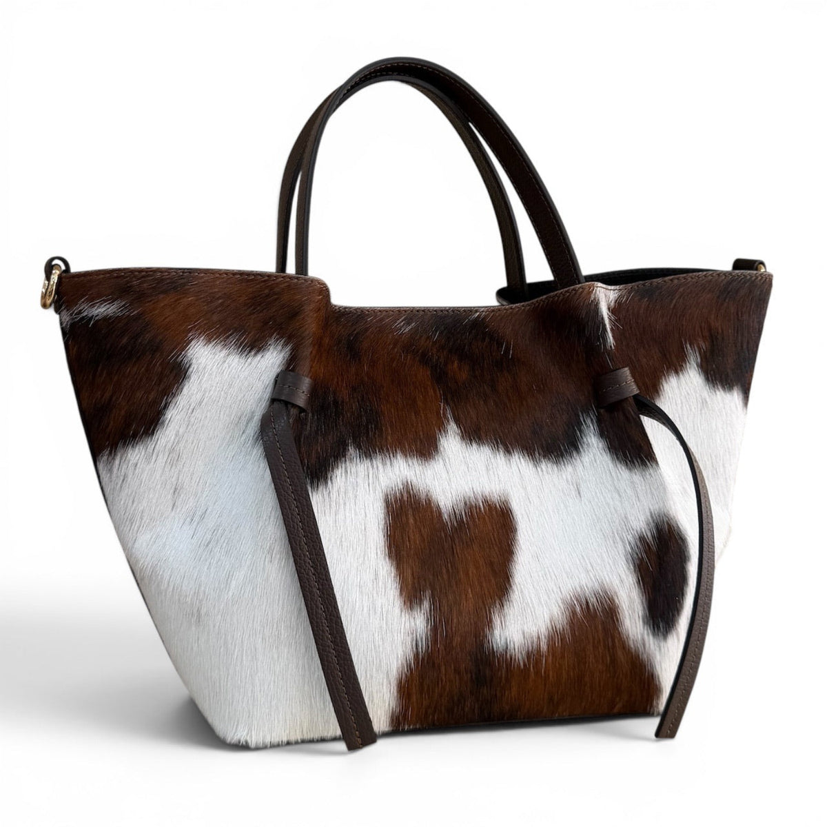 altra vista frontale   borsa  in pelle martellata color testa di moro e cavallino Arquati Bags mod. venus cavallino