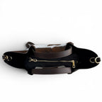 vista apertura borsa  in pelle martellata color testa di moro e cavallino Arquati Bags mod. venus cavallino