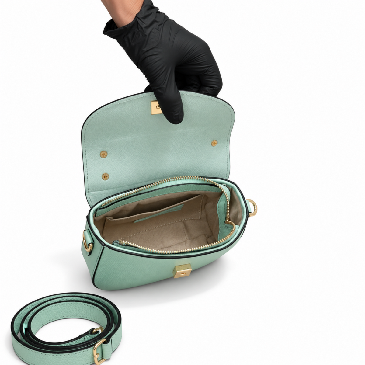 Borsa_Gemma_verde_Tiffany_in_vera_pelle_martellata_Arquati_Bags