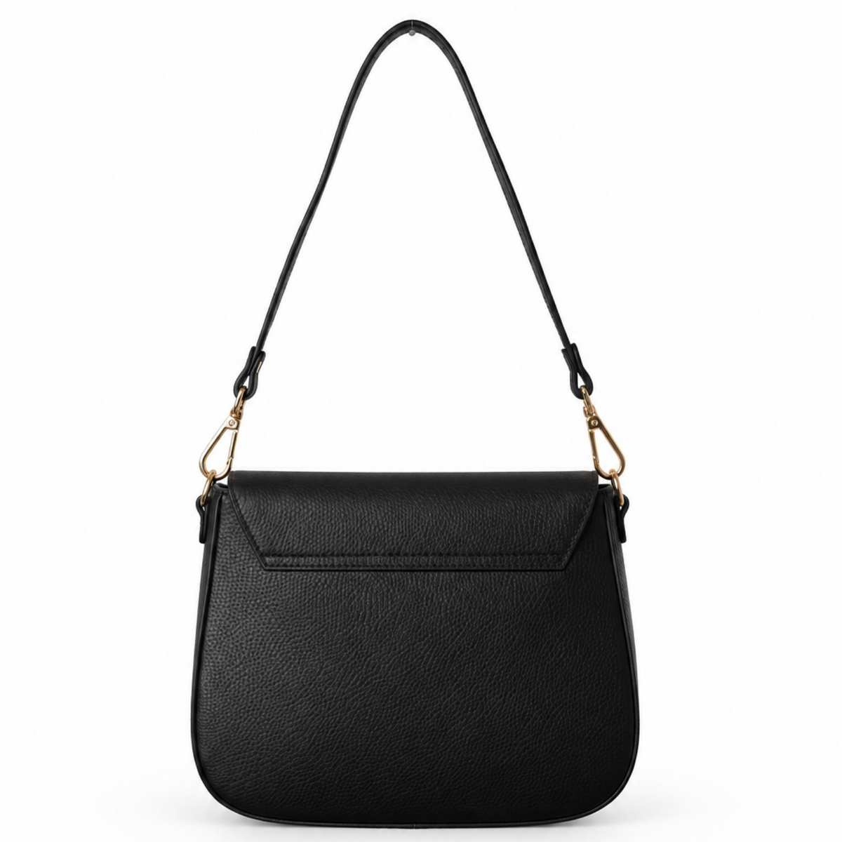vista posteriore Borsa in vera pelle martellata nera Arquati Bags con tracolla